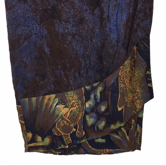 VINTAGE Skirt Dorothy Schoelen Platinum Maxi Midi Wrap Retro Tropical Size 10 - Picture 3 of 13